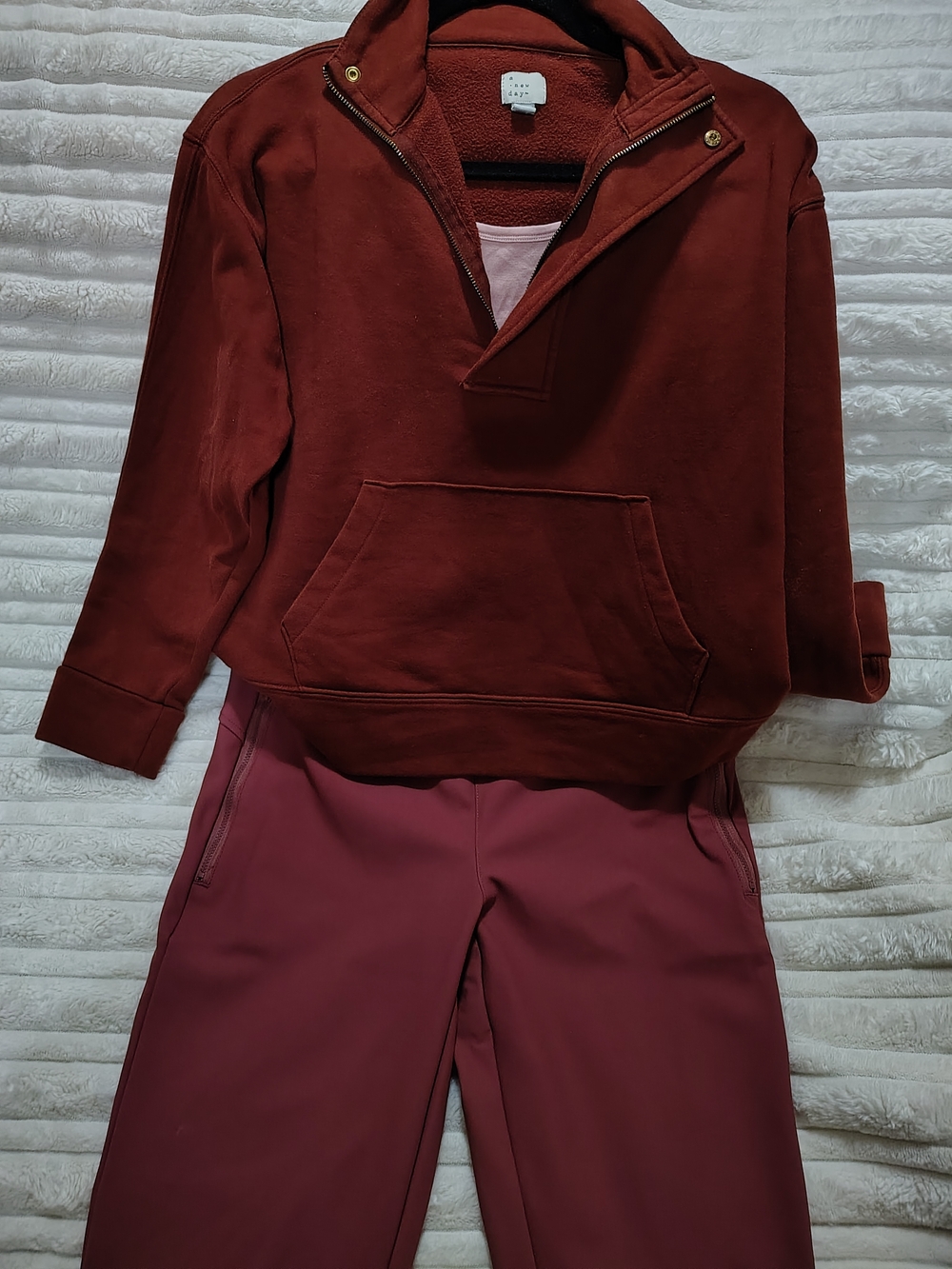 Universal Thread Rust Red Teddy Pullover Jacket 3 Piece Set